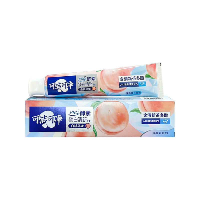 สีขาวพีชอูหลงมีโพลีฟีนอลชาไวท์เทนนิ่งยาสีฟันผู้ใหญ่