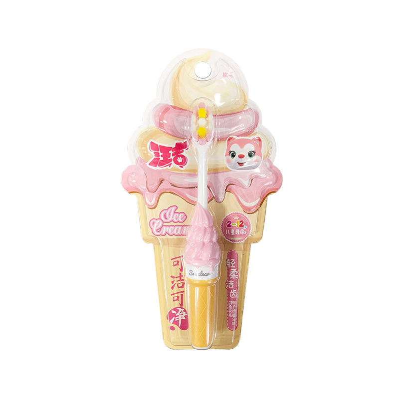 ไอศกรีมอายุ 2-12 ปีฟันทำความสะอาดเด็กแปรงสีฟัน